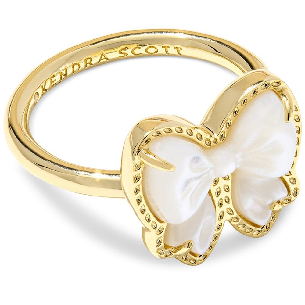 Kendra Scott Gold Band with White Bow Ring